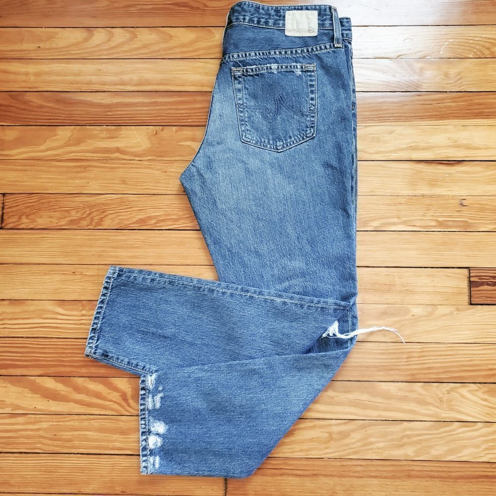 Ag The Beau Slouchy Skinny Distressed Destroyed Ripped Jeans 100% Cotton Sz 29R - Picture 5 of 16